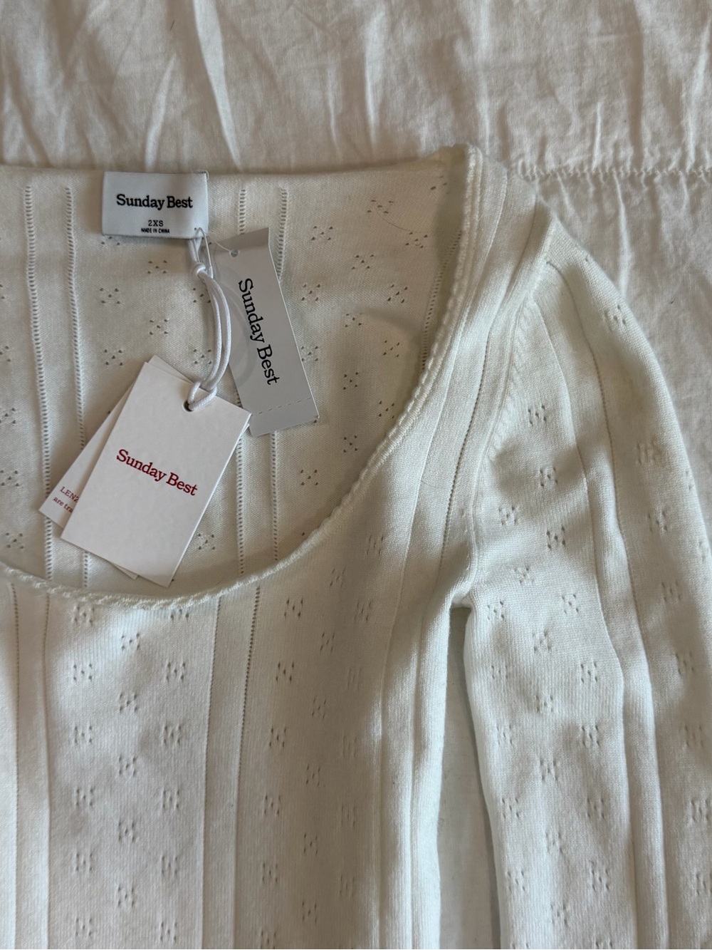 Sunday Best Pointelle Ribbed Long Sleeve Scoop Neck Top - Picture 4 of 4